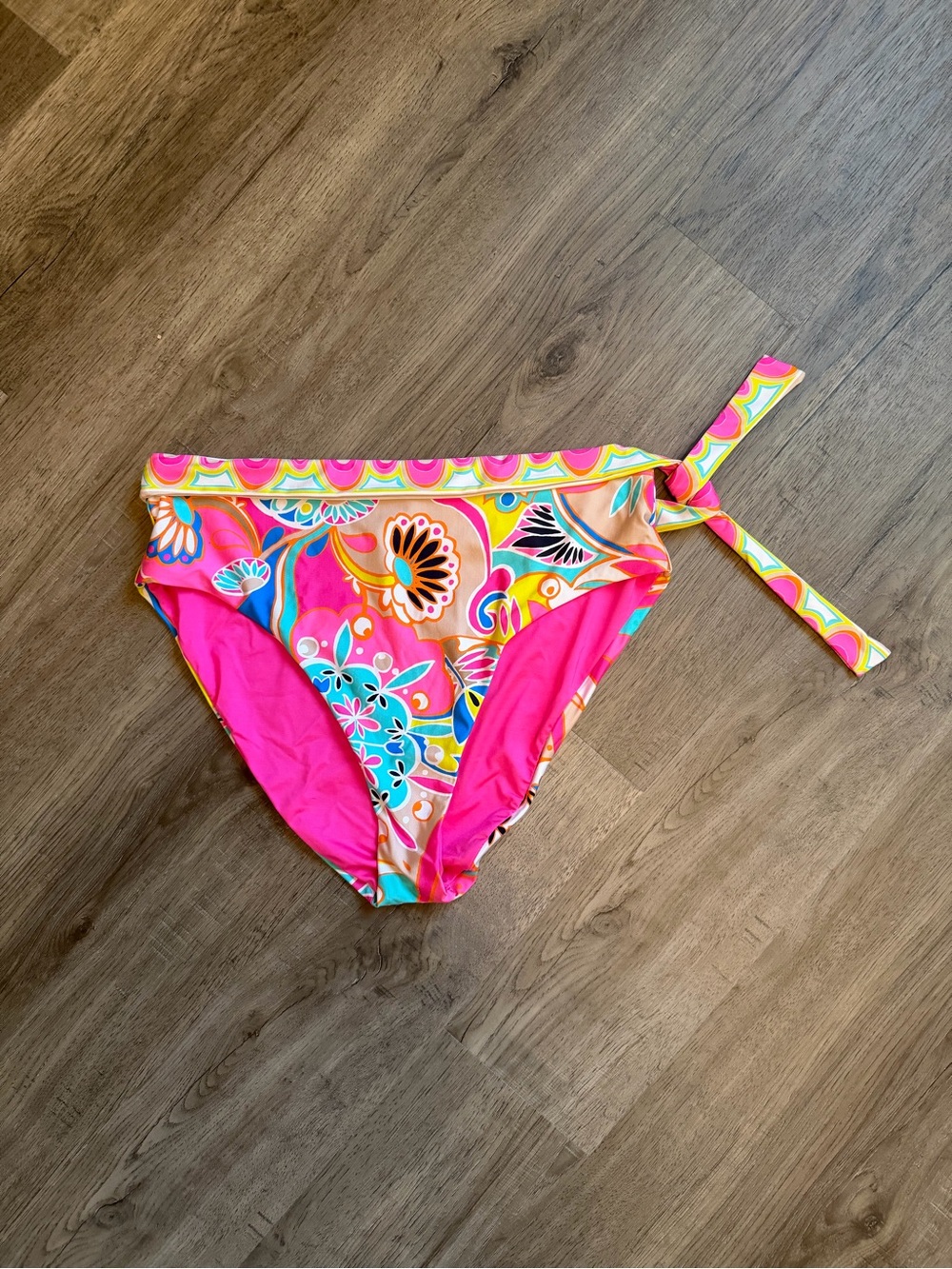 Trina Turk Pink Multicolor Floral Tie-Side Swim Bottom